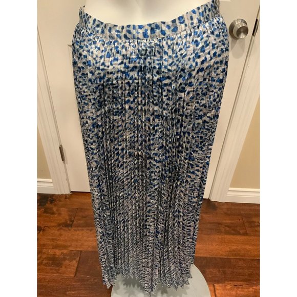 Hunter Bell Blue & Silver Leopard Print "Piper" Pleated Midi Skirt, Size 4, NWT! - Picture 5 of 7